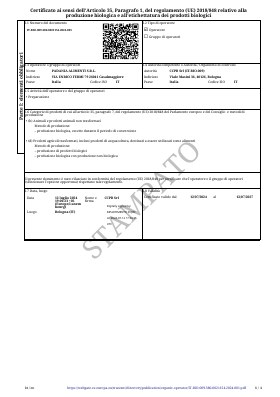 Certificato Biologico Padania Alimenti