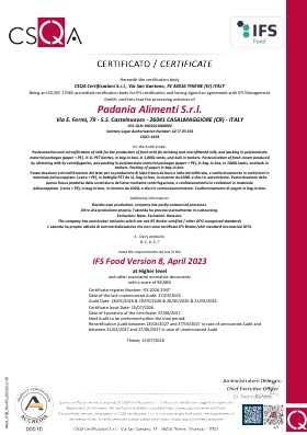 Certificato IFS Food