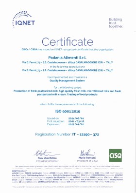 Certificazione ISO 9001:2015 IQNet